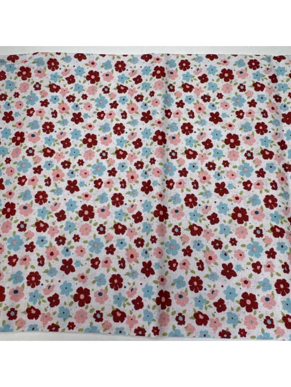 Floral Cotton Fabric 18"x24" Adorable Pattern Red/Blue/Pink Flowers DIY Sewing